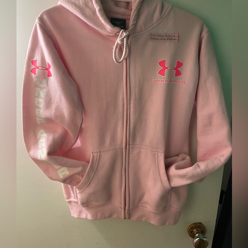 Pink under armour zipper hoodie